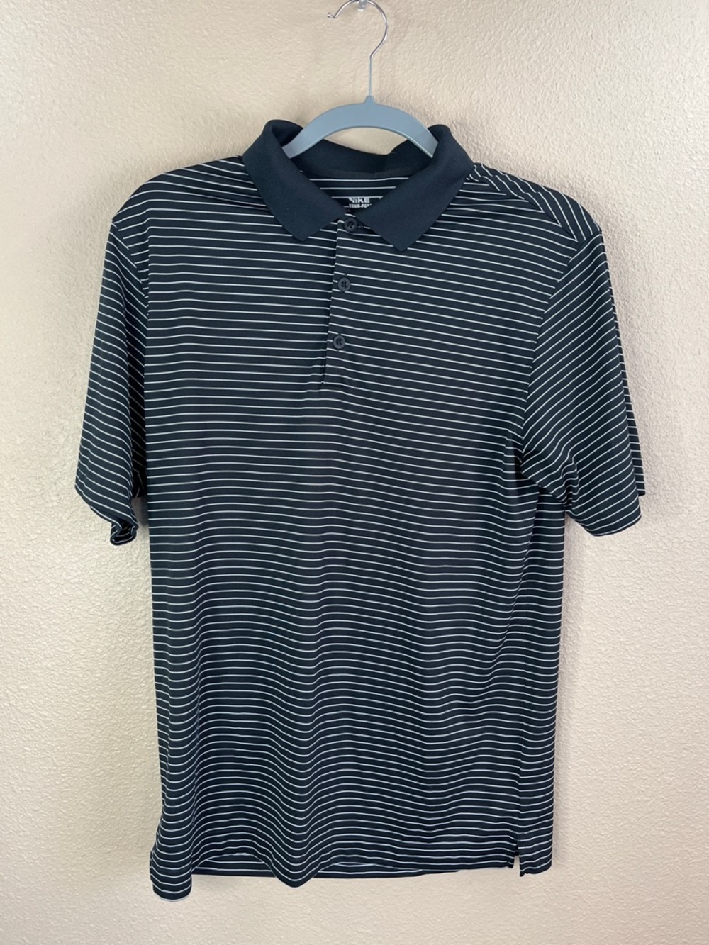 Nike Black Polo with Thin White Stripes